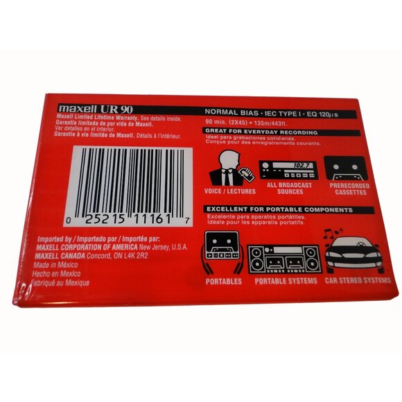 4 Pack Maxell UR 90 Minute Blank Audio Cassette Tapes Normal Bias New Sealed - Picture 4 of 4